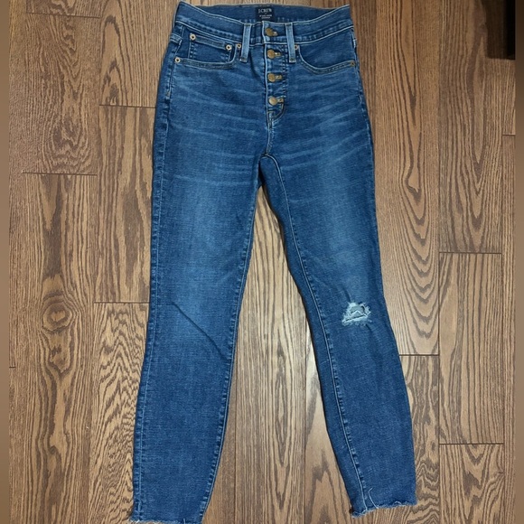 J. Crew Mid Rise Blue Jeans with Distressed Details - Picture 1 of 7